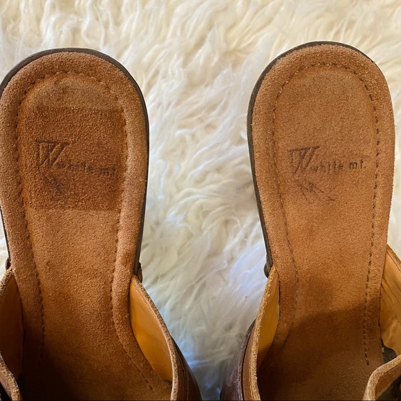 Mules heels 70s heel leather shoe nail head buckle - Picture 4 of 7